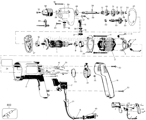 Page A Diagram and Parts List for 258 Type 100 Black and Decker Electric Drill